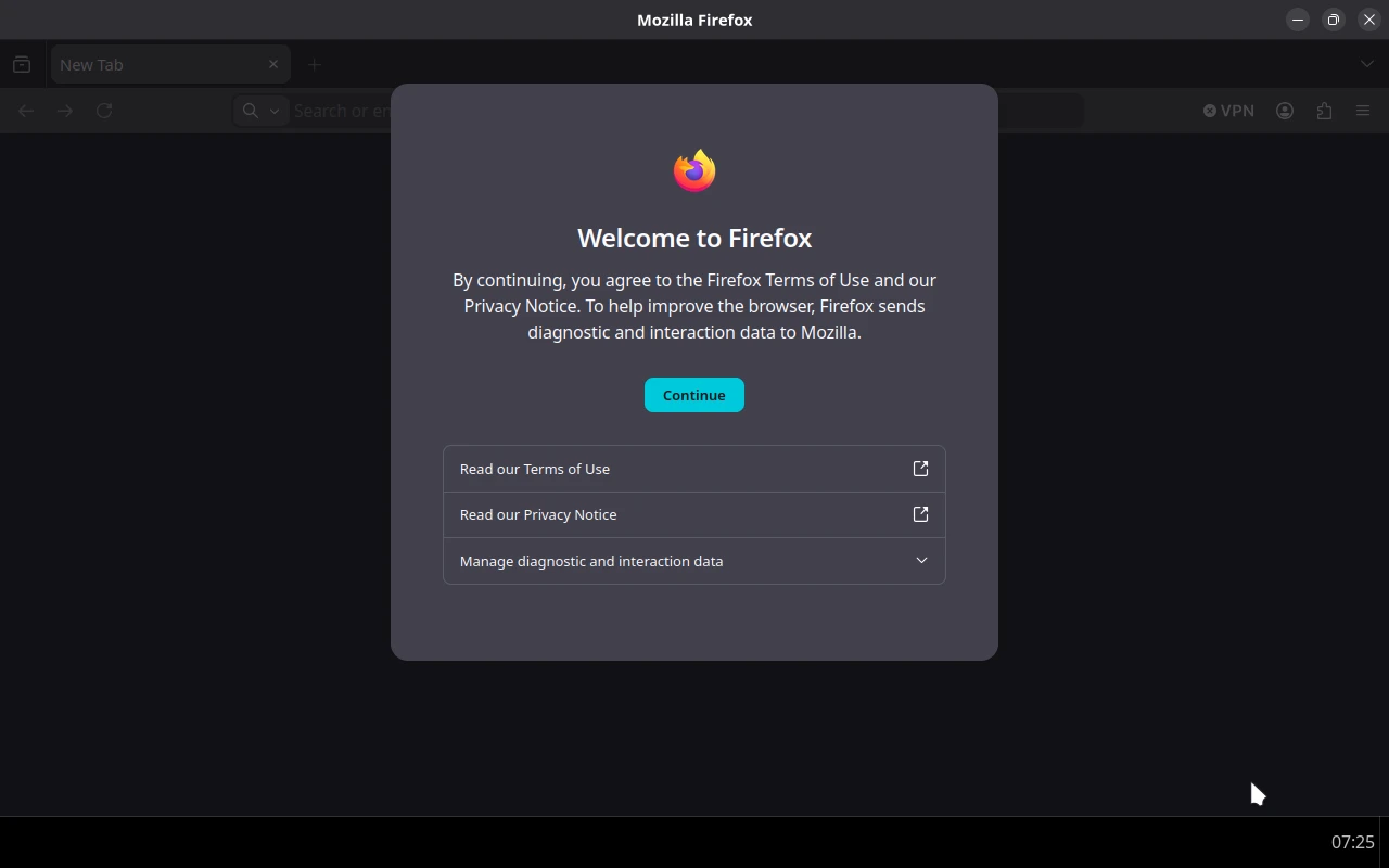AnduinOS sur la machine de référence : Firefox, le navigateur, en plein écran