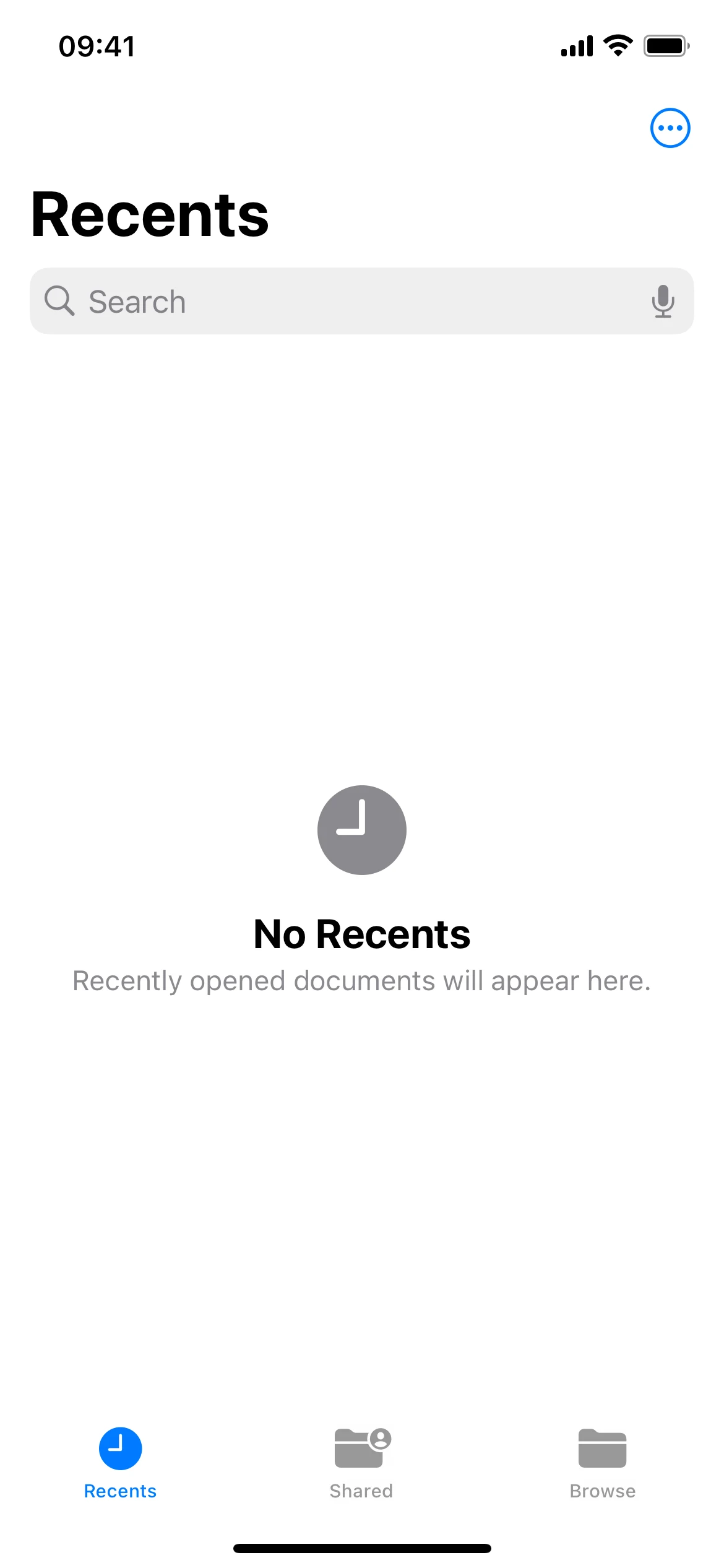 iOS 17 sur la machine de référence : Fichiers : parcourir ses documents