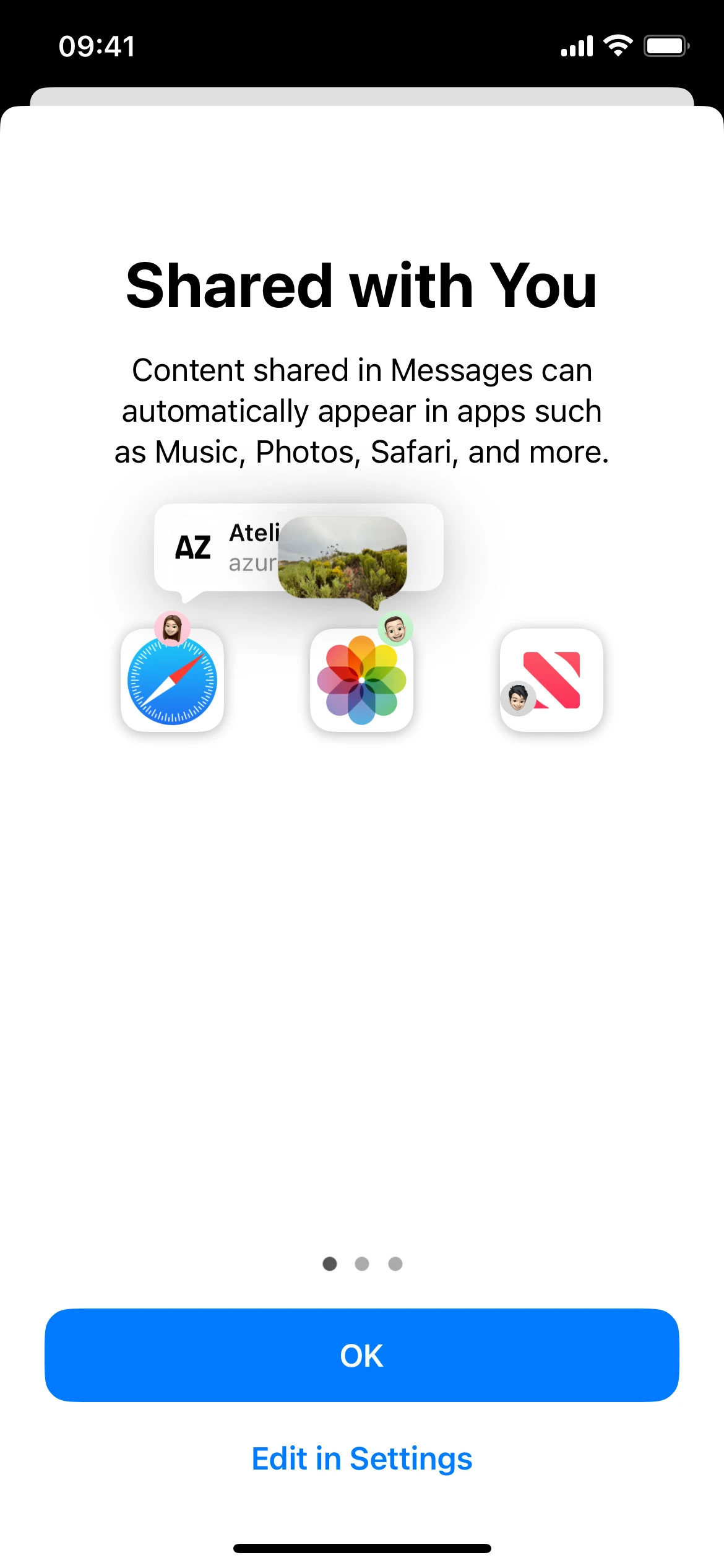 iOS 17 sur la machine de référence : Messages : la liste des conversations