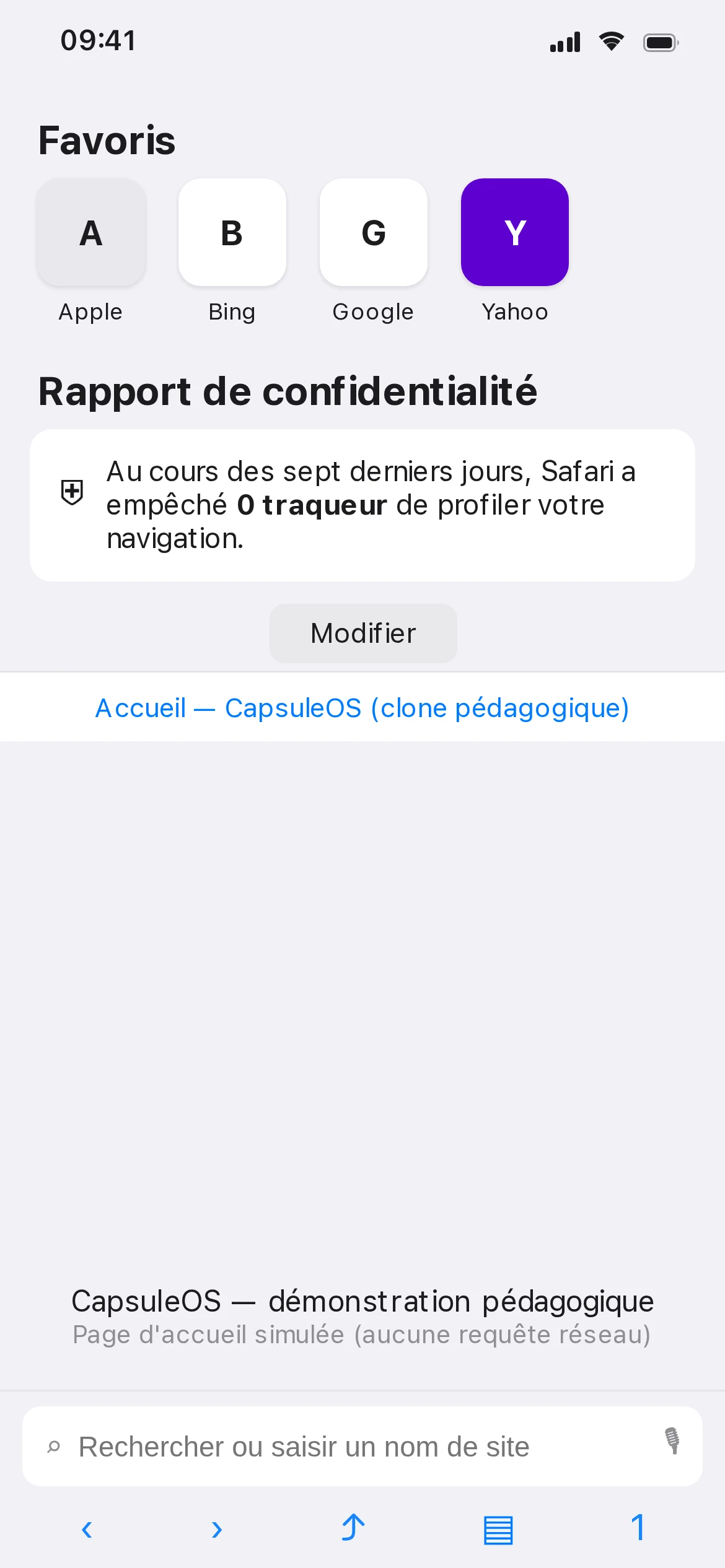 La même scène reproduite dans CapsuleOS