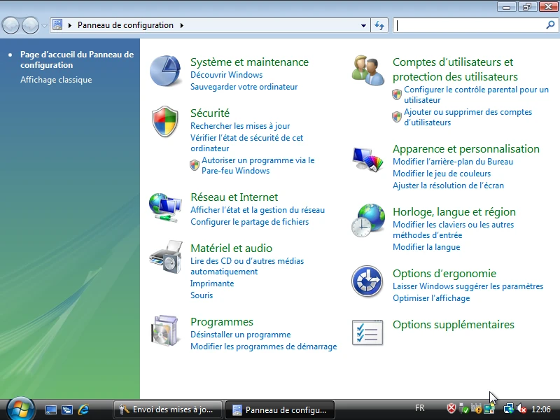 Windows 8.1 sur la machine de référence : Le Panneau de configuration, vue par catégories