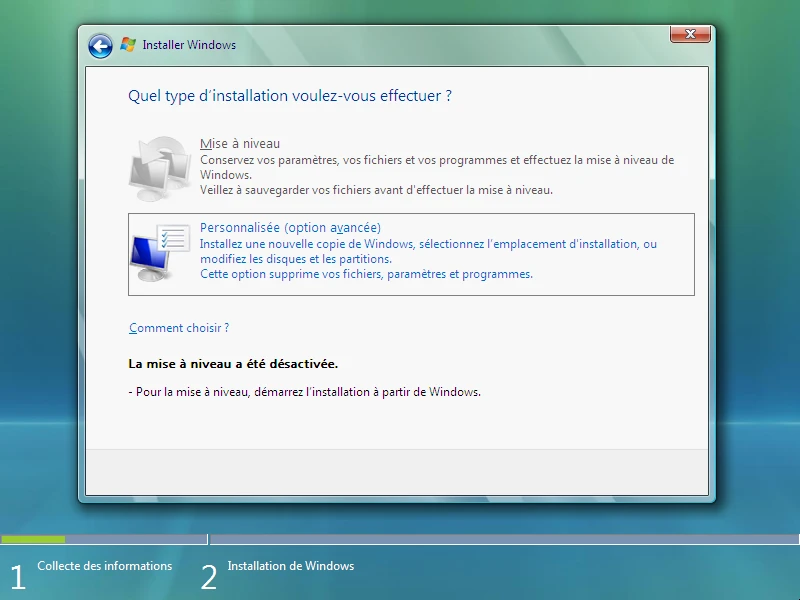 Quel type d'installation voulez-vous effectuer ?