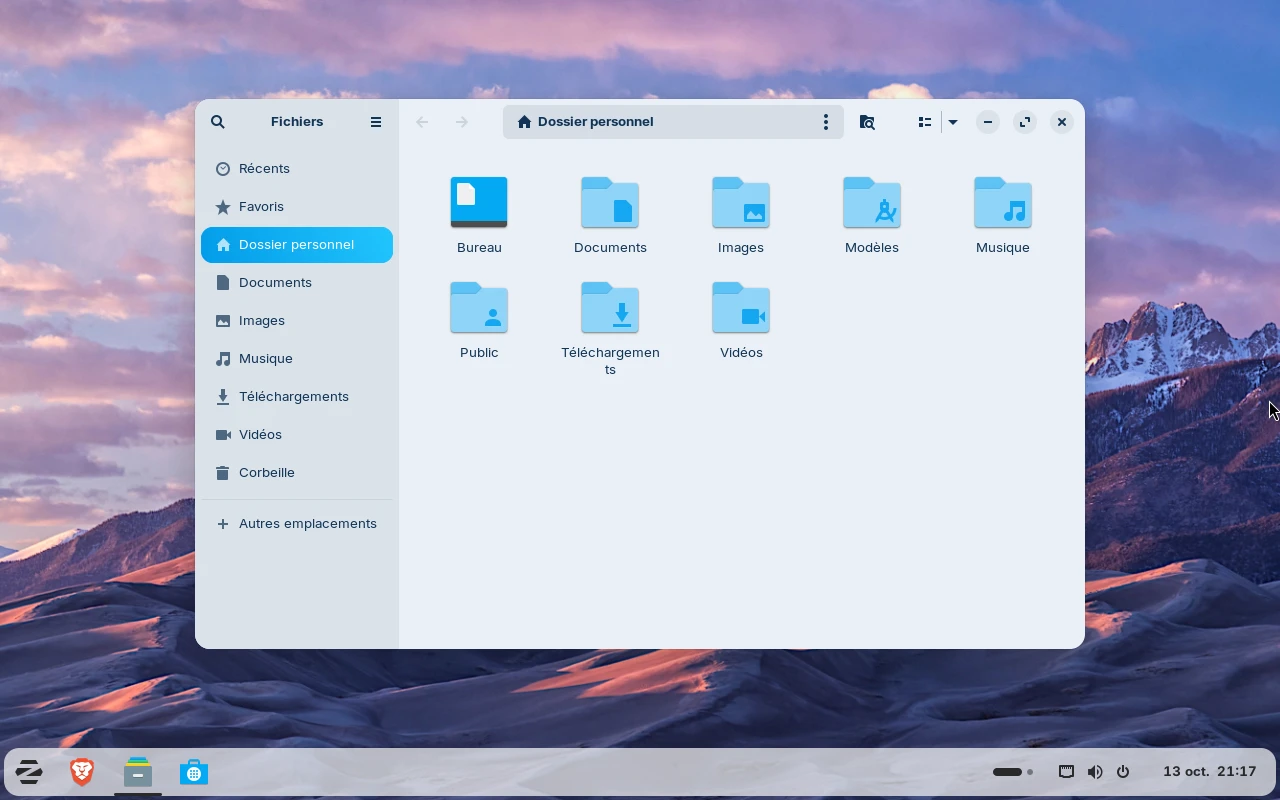 Zorin OS sur la machine de référence : Fichiers (Nautilus) : le dossier personnel