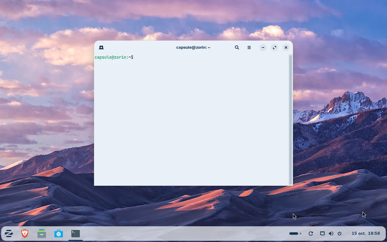 Zorin OS sur la machine de référence : Le terminal, pour taper des commandes
